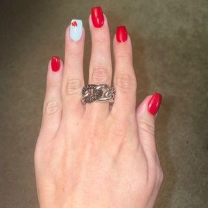 SWAROVSKI BLACK & SILVER KNOT RING SIZE 55